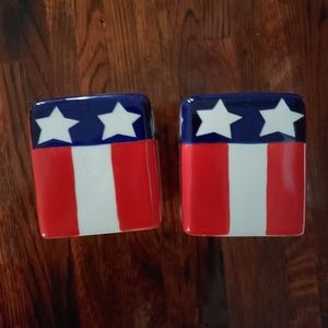 Vintage Russ Berrie Red White Blue Salt & Pepper Shakers